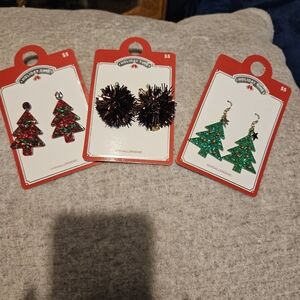 3 Pairs Christmas Earrings Hypoallergenic *Holiday Time* (A-24)